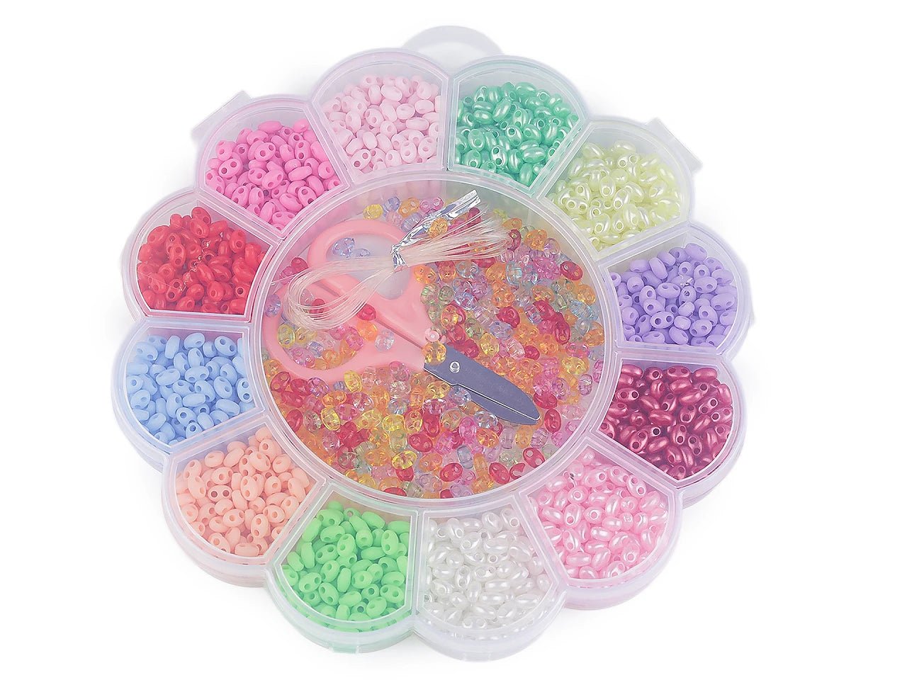 Attēls ar Pērlīšu komplekts| Plastmasas pērlītes kastītē (mix) – pieejams Šarlotes audumi