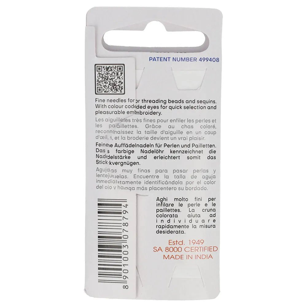 Attēls ar Pērļošanas adatas melnas ar krāsainu actiņu Nr. 10–12 (6 gab.) Pony – pieejams Šarlotes audumi