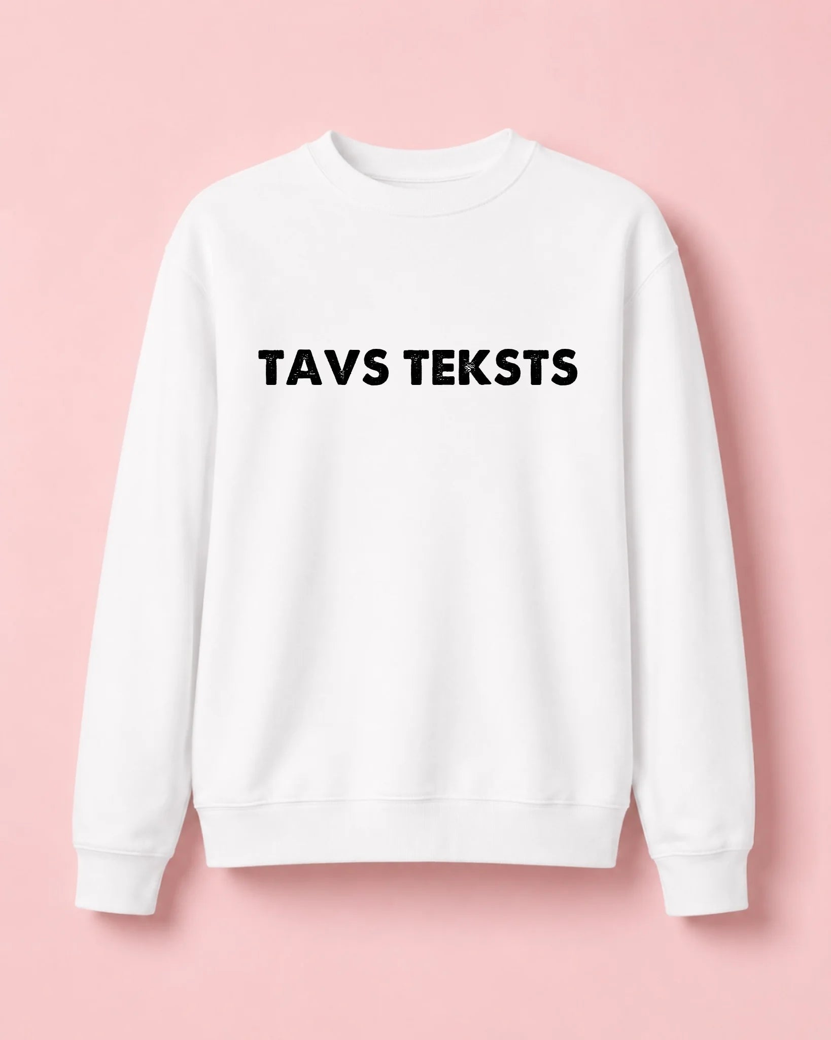 Paveikslėlis su personalizuotu megztiniu su tavo tekstu – galima užsisakyti internetu Šarlotes audumi