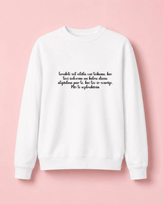 Image of personalized sweater with text – available online Šarlotes audumi