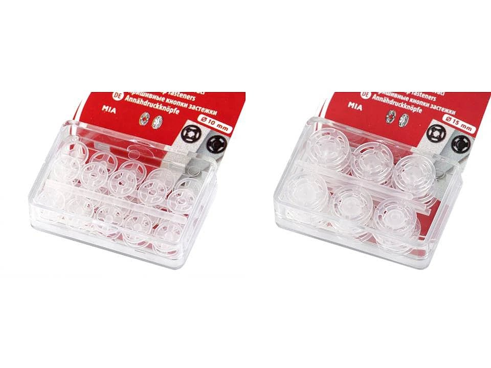 Nuotrauka su prisiuvamomis permatomomis plastikinėmis spaudėmis – 7 mm, 10 mm, 13 mm ir 15 mm – prieinama internete Šarlotes audumi