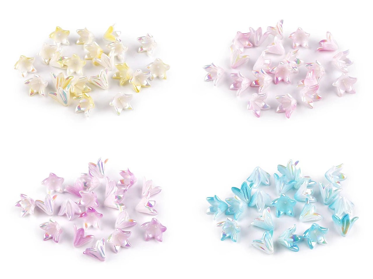 Attēls ar Plastmasas pērlītes zieda formā ar perlamutra efektu 12×16 mm, 20 gab. – pieejams Šarlotes audumi