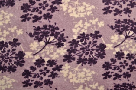 Flīsa audums ar koku rakstu – violets/bēšs