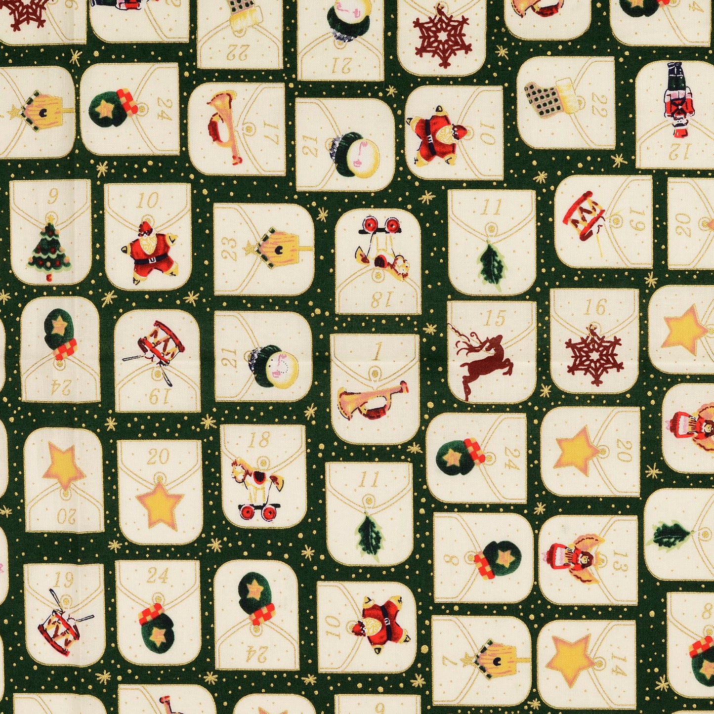 Image of premium 100% cotton fabric Advent calendar, 120 g/m² – available online at Šarlotes Audumi