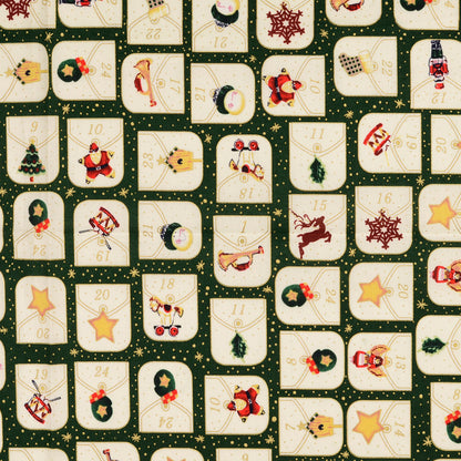 Image of premium 100% cotton fabric Advent calendar, 120 g/m² – available online at Šarlotes Audumi