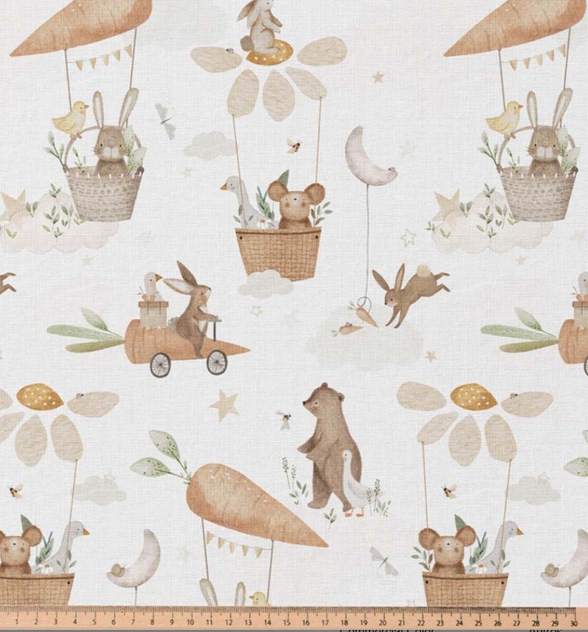 Attēls ar Premium 100% kokvilnas audums - garausīši ar burkāniem 115 g/m² – pieejams Šarlotes audumi