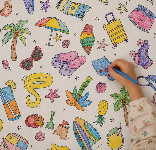 Image of premium 100% cotton fabric, COLOR IT YOURSELF - beach 115 g/m² – available at Šarlotes audumi