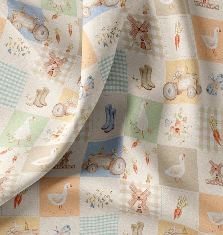 Attēls ar Premium 100% kokvilnas audums - lauku sētas motīvi 115 g/m² – pieejams Šarlotes audumi