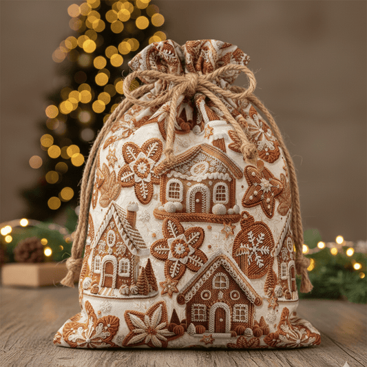 Attēls ar Premium 100% kokvilnas audums - piparkūku namiņi 115 g/m² – pieejams Šarlotes audumi