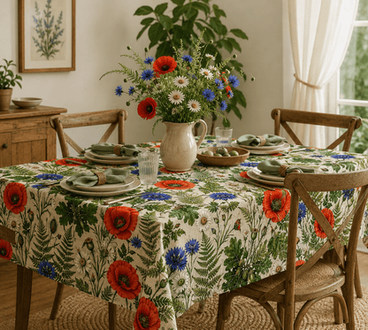 Attēls ar Premium 100% kokvilnas audums - pļava vasarā 120 g/m² – pieejams Šarlotes audumi