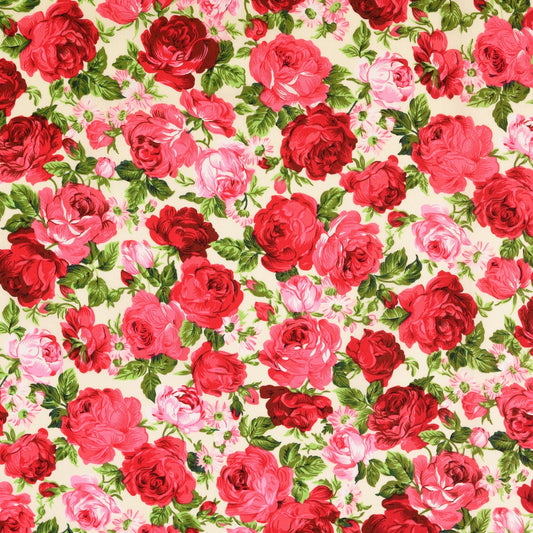 Image of premium 100% cotton rose fabric – available online at Šarlotes audumi