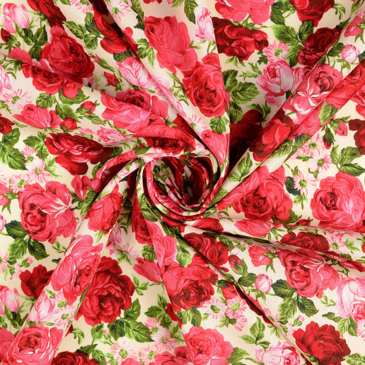 Image of premium 100% cotton rose fabric – available online at Charlotte Fabrics