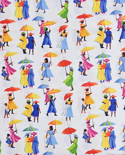 Tissu premium 100 % coton - femmes avec parapluies 115 g/m²