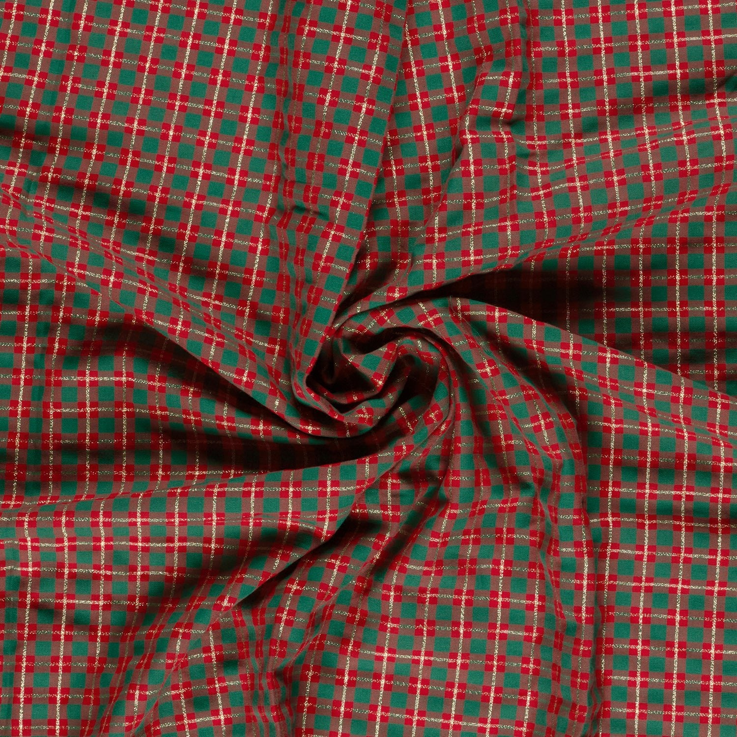 Image with premium 100% cotton fabric - Scottish plaid with gold accents, 120 g/m² – available online at Šarlotes audumi
