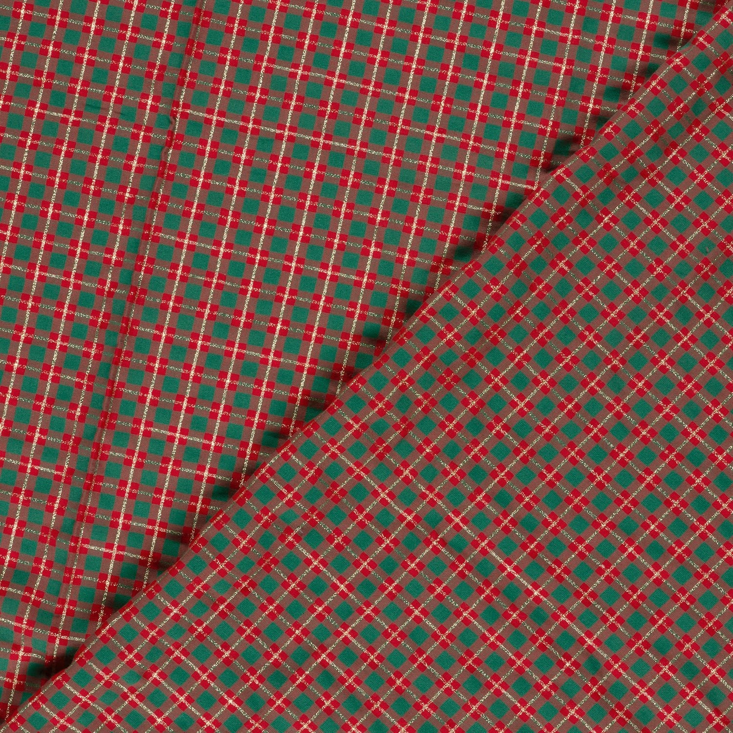 Premium 100% cotton fabric in Scottish tartan with gold accents, 120 g/m² – available online at Šarlotes audumi