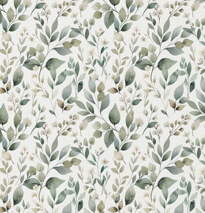 Tissu Premium 100 % coton à feuilles vertes, 115 g/m² – disponible chez Šarlotes audumi
