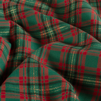 Image of premium 100% cotton fabric with gold shimmer check pattern 120 g/m² – available online at Šarlotes audumi