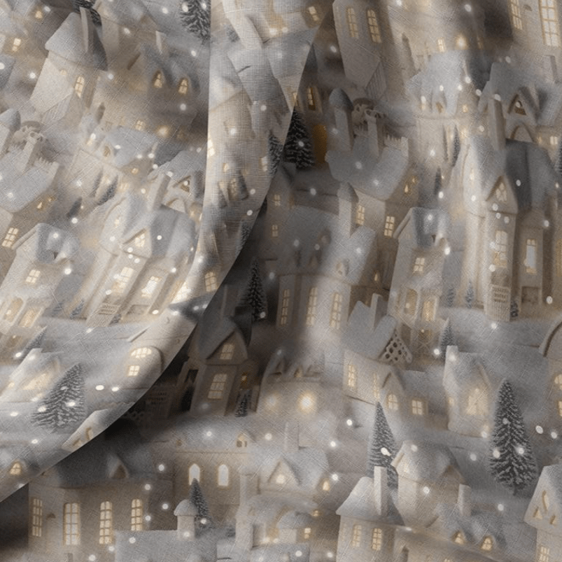 Attēls ar Premium 100% kokvilnas audums - Ziemassvētku namiņi 115 g/m² – pieejams Šarlotes audumi