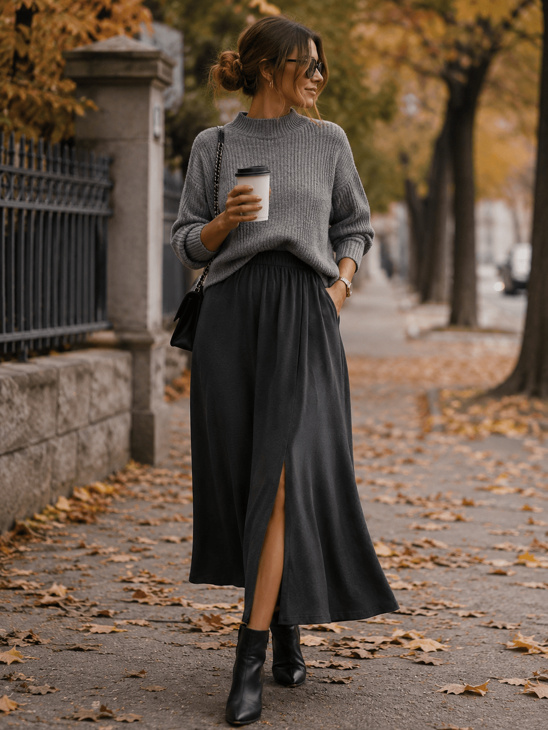 Image with Premium Merino wool fabric – dark grey – available online at Šarlotes audumi