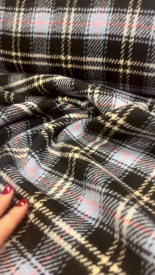 Paltų audinys - mėlynas languotas 410 g/m²