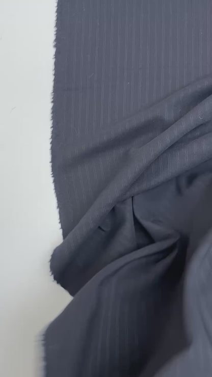 Italian 100% wool fabric - striped dark blue 180 g/m²