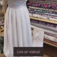 Linas su viskoze – siuvinėtos smėlio spalvos gėlės 250 g/m²