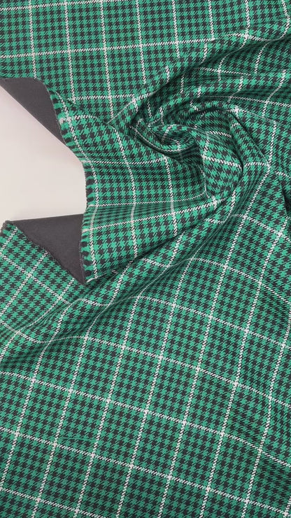 Wool tweed - green checkered 400 g/m²