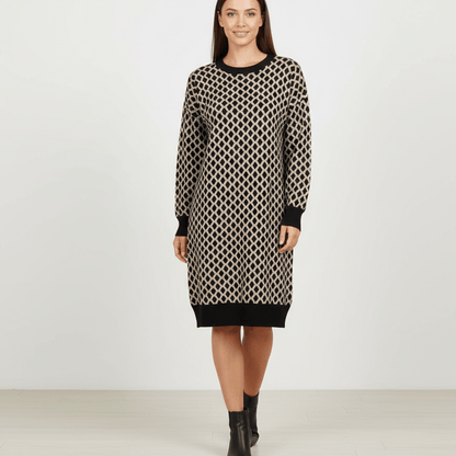 Image avec tissu en maille Punto di Roma - motif à pois gris 240 g/m² – disponible chez Šarlotes audumi