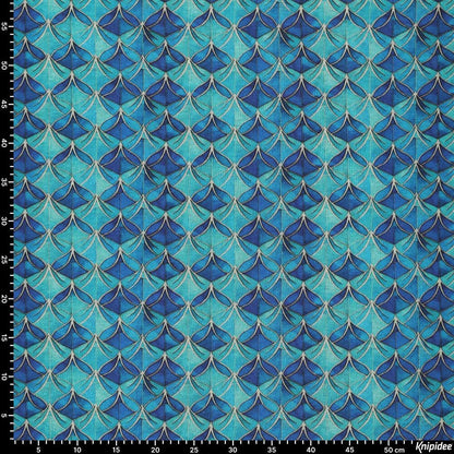 Image de tissu en maille Punto di Roma - motif abstrait bleu 240 g/m² – disponible chez Šarlotes audumi