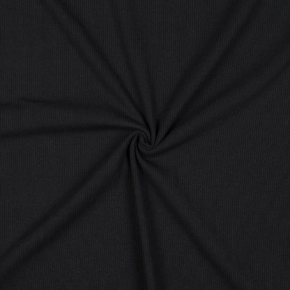 Jersey de coton côtelé (RIB JERSEY) - noir 240 g/m²
