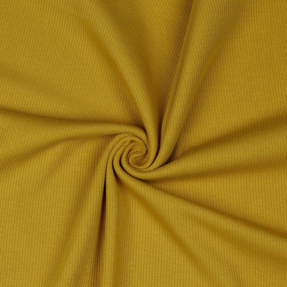 Ribbed cotton jersey (RIB JERSEY) - mustard yellow 240 g/m²