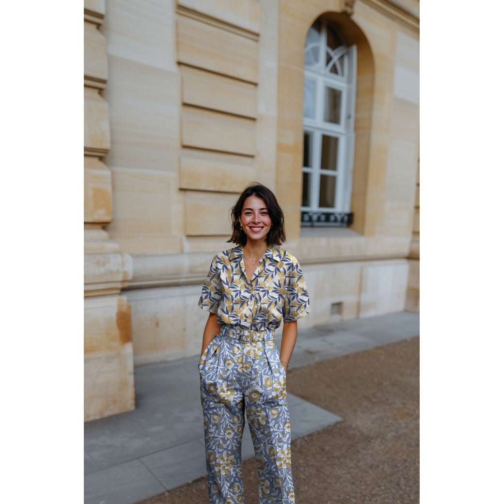 Attēls ar Rokām drukāts 100% kokvilnas audums - citroni 110 g/m² – pieejams Šarlotes audumi