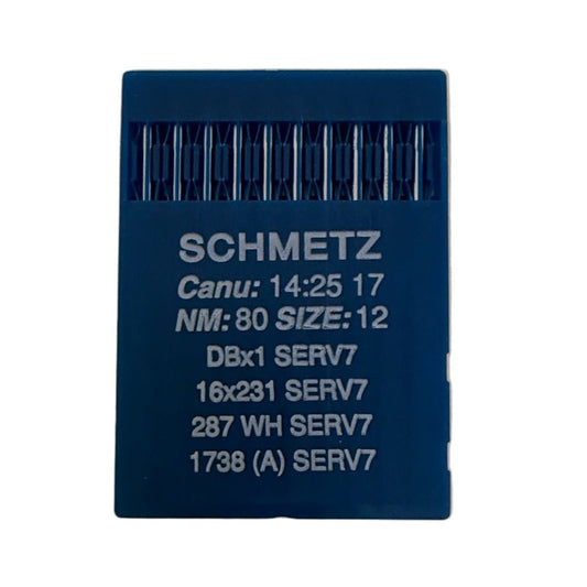 Attēls ar Rūpniecisko šujmašīnu adatas SCHMETZ DBx1 (1738) SERV 7 universālās - 10 gab. – pieejams Šarlotes audumi