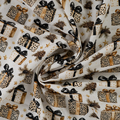 Premium 100% medvilnės audinys-Kalėdinės leopardo dovanos