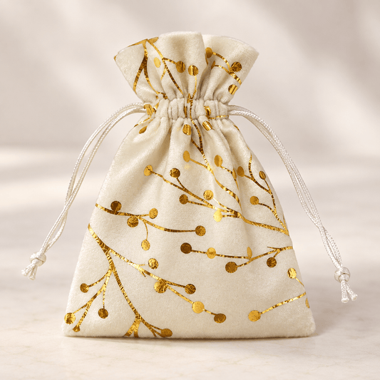 Aksominis dovanų maišelis 13x18 cm – parduodamas internetu, Šarlotes audumi
