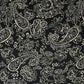 Satīns ar elastānu - elegants raksts uz melna fona 80 g/m²