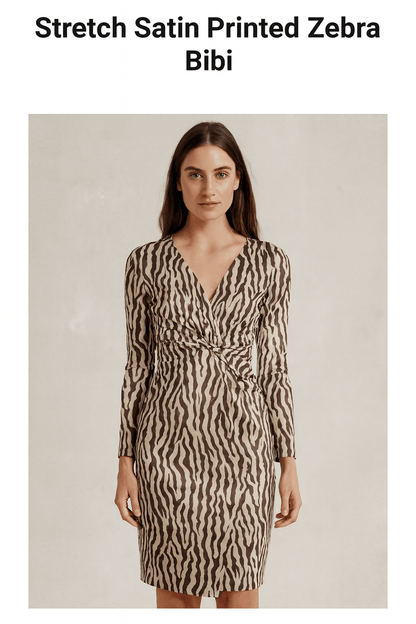 Satīns ar elastānu - zebra 80 g/m²