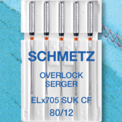 Attēls ar SCHMETZ Overloka un Koverloka adatas trikotāžai ELx705 SUK CF - Nr.80 (5gab.) – pieejams Šarlotes audumi