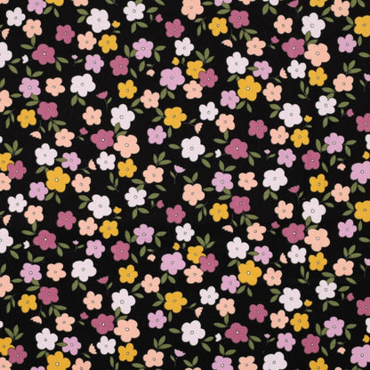 Velours de coton fin à petites fleurs 145 g/m²