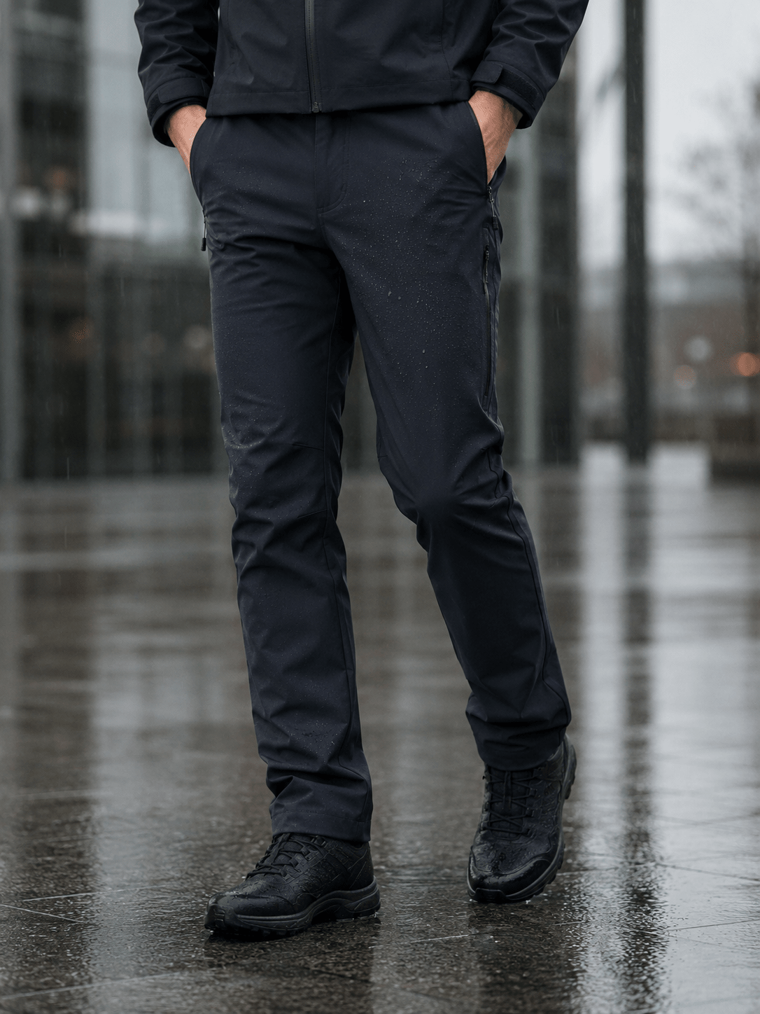 Vaizdas su Softshell audiniu, atspariu vandeniui, navy blue – galima įsigyti internetu Šarlotes audumi