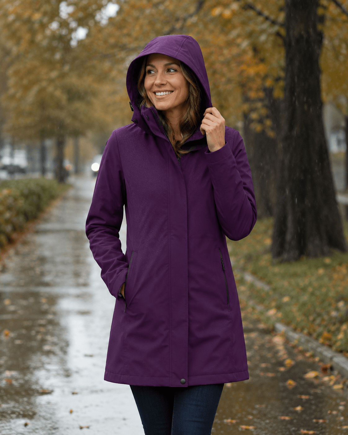 Vaizdas su vandeniui atspariu Softshell audiniu, violetinės spalvos – galima įsigyti internetu Šarlotės audiniai