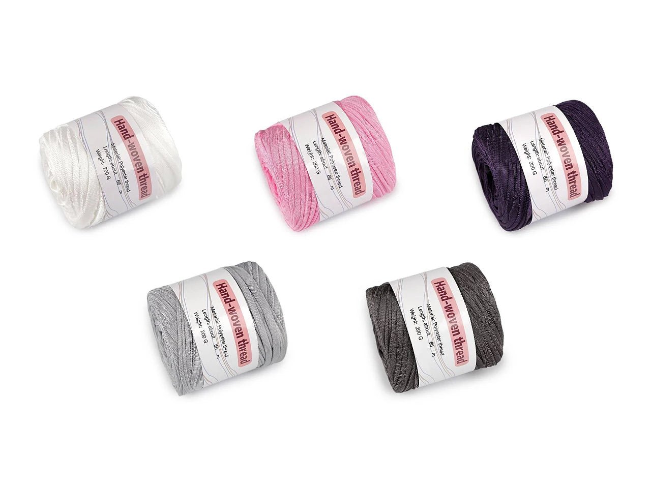 Image with spaghetti-style shiny yarn 200 g / 60 m – available online at Charlotte Fabrics