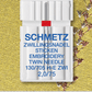 Attēls ar Šujmašīnu adata dubultā izšūšanai SCHMETZ EMBROIDERY TWIN NEEDLE ZWI - Nr.2/75 (1gab.) – pieejams Šarlotes audumi