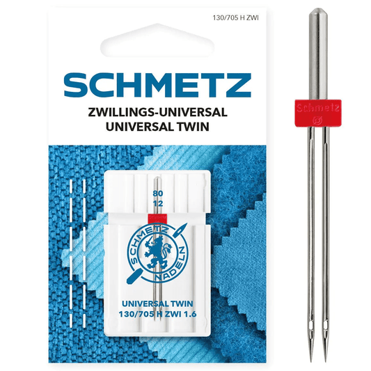 Attēls ar Šujmašīnu adata dubultā universālā SCHMETZ UNIVERSAL TWIN ZWI - Nr.1,6/80 (1gab.) – pieejams Šarlotes audumi