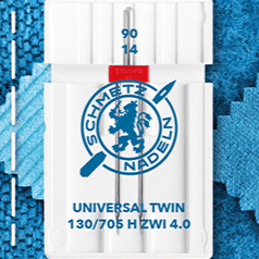 Image de l’aiguille double universelle pour machine à coudre SCHMETZ UNIVERSAL TWIN ZWI - Nr.4/90 – disponible chez Šarlotes audumi