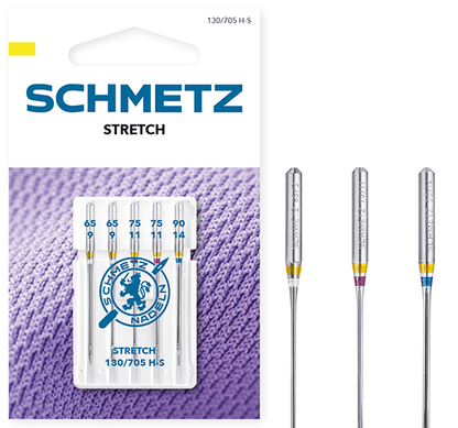 Aiguilles pour machine à coudre pour tricots extensibles SCHMETZ STRETCH - N°65/75/90 (5 pièces)