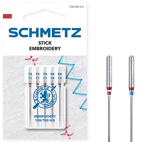 Attēls ar Šujmašīnu adatas izšūšanai SCHMETZ EMBROIDERY NEEDLES - Nr.75/90 (5gab.) – pieejams Šarlotes audumi