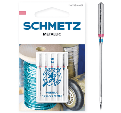 Image avec aiguilles pour fils métalliques SCHMETZ METALLIC - n°90 (5 pcs) – disponible chez Šarlotes audumi