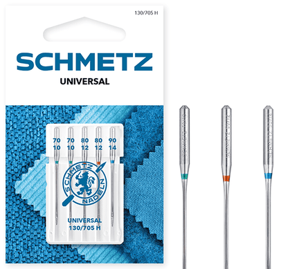 Šujmašinu adatas universālās SCHMETZ UNIVERSAL - Nr./70/80/90 (5gab.)