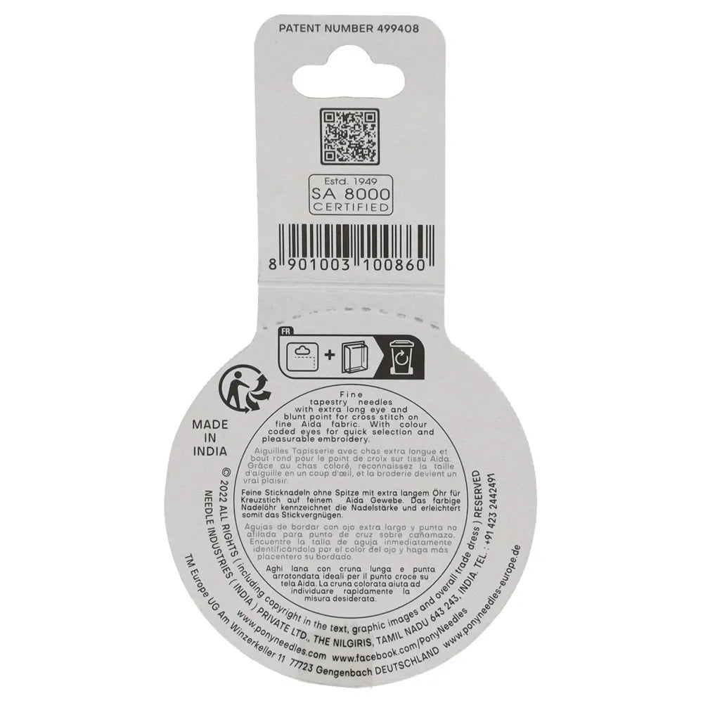 Attēls ar Šūšanas adatas, Pony Black Tapestry Needles — krāsainas actiņas, izm. 22–28 – pieejams Šarlotes audumi